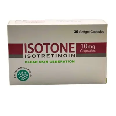 Cell Laboratories Isotone Isotretinoin 10mg Capsules 30s product for acne-prone skin care